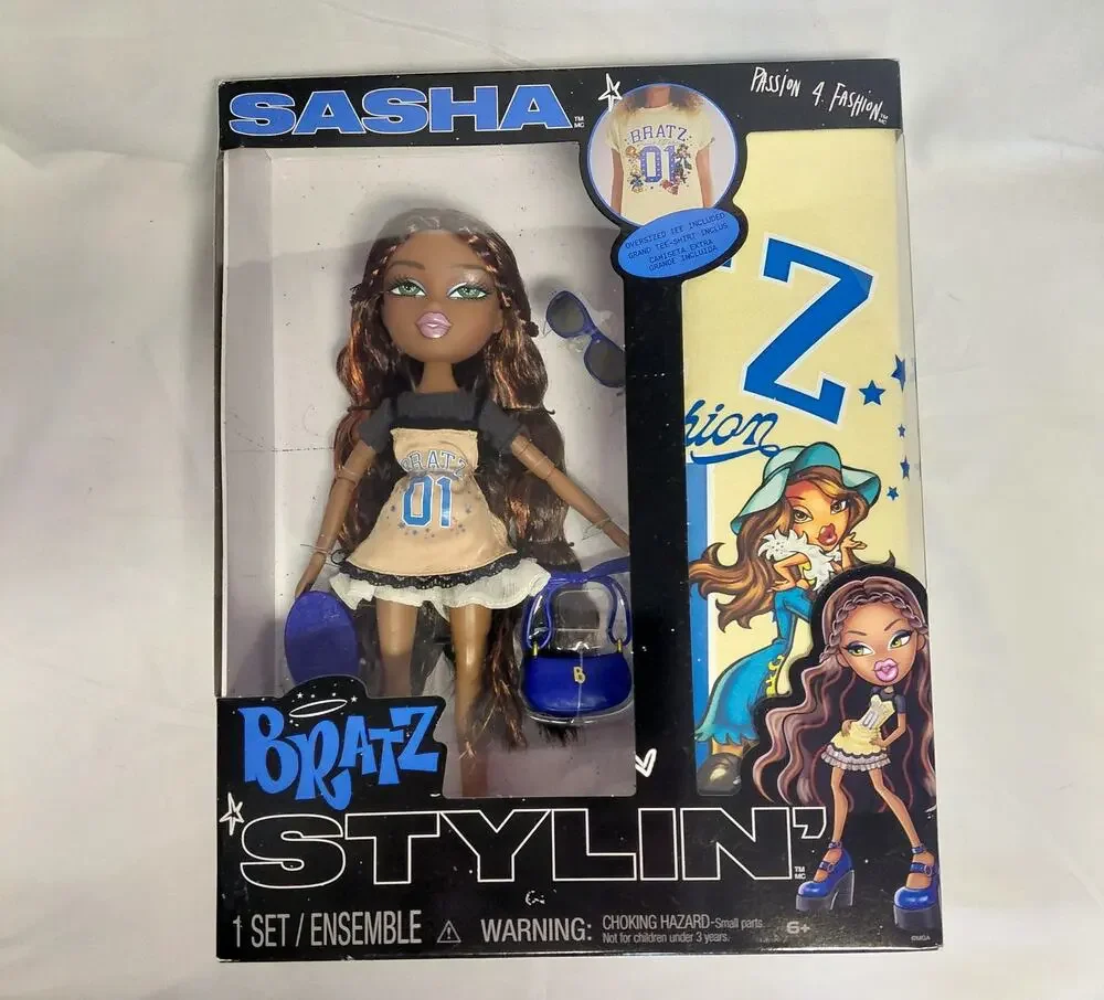 Bratz Stylin' Sasha Fashion Doll with Customizable T-Shirt for You NWT
